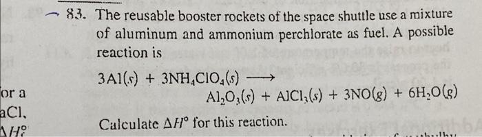 83 The Reusable Booster Rockets Of The Space Shuttle Use A Mixture Of Aluminum And Ammonium Perchlorate As Fuel A Poss 1