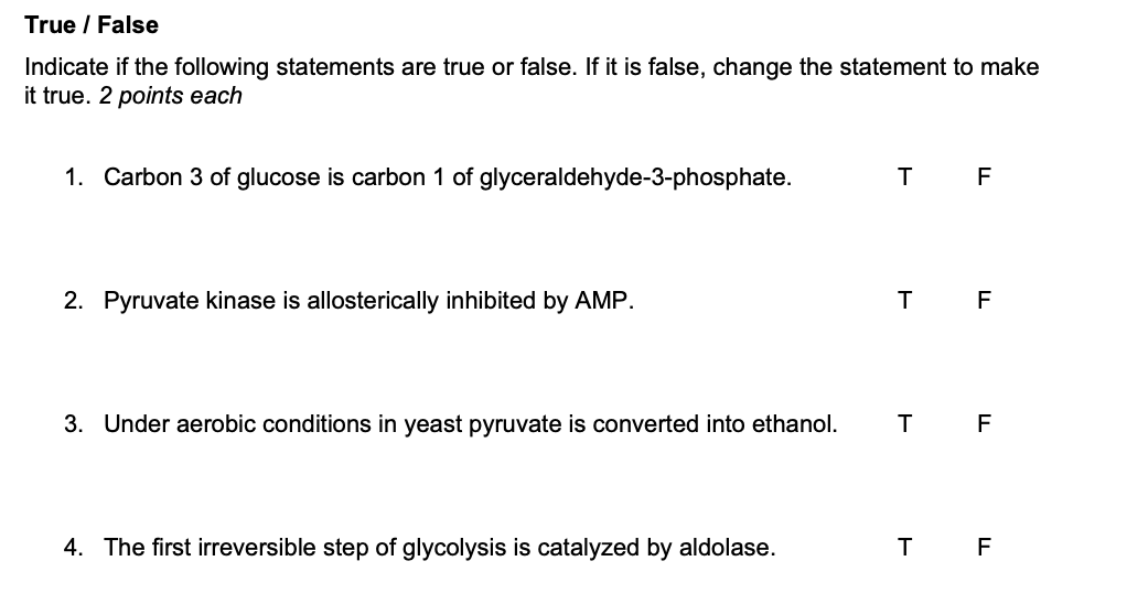 True False Indicate If The Following Statements Are True Or False If It Is False Change The Statement To Make It Tru 1