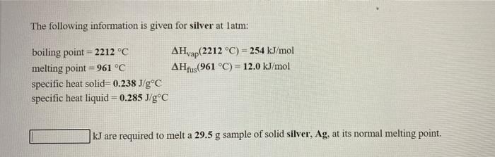 The Following Information Is Given For Ether C H Oc Hg At Latm Boiling Point 34 6 C Ah Ap 34 6 C 26 5 Kj Mol Sp 4