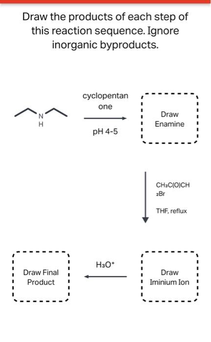 Draw The Products Of Each Step Of This Reaction Sequence Ignore Inorganic Byproducts Cyclopentan One Zi Draw Enamine H 1