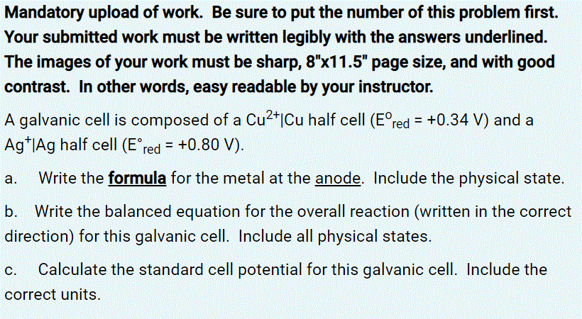 Mandatory Upload Of Work Be Sure To Put The Number Of This Problem First Your Submitted Work Must Be Written Legibly W 1