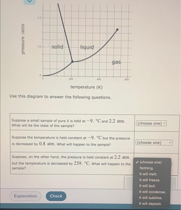 Using A Phase Diagram To Predict Phase At A Given Temperature Uy Owing Phase Ura Udstance Pressure Atm 1 6 Solid L 3
