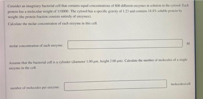 Consider An Imaginary Bacterial Cell That Contains Equal Concentrations Of 800 Different Enzymes In Solution In The Cyto 1
