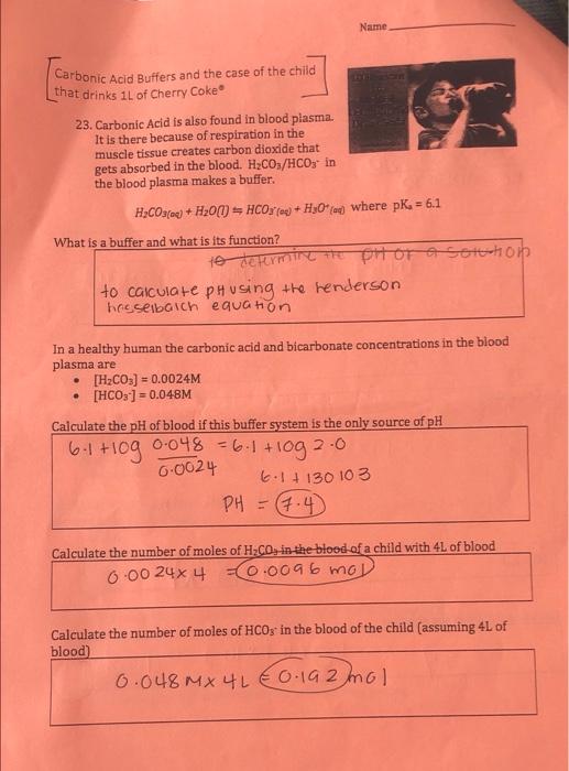 Carbonic Acid Buffers And The Case Of The Child That Drinks 1l Of Cherry Coke 23 Carbonic Acid Is Also Found In Blood 4