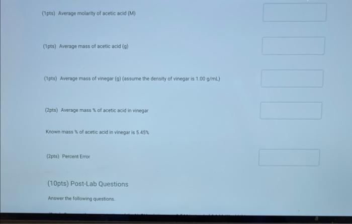 Data And Report Submission Titration 2pts Titration Yes Are You Completing This Experiment Online Data Entry Table 3