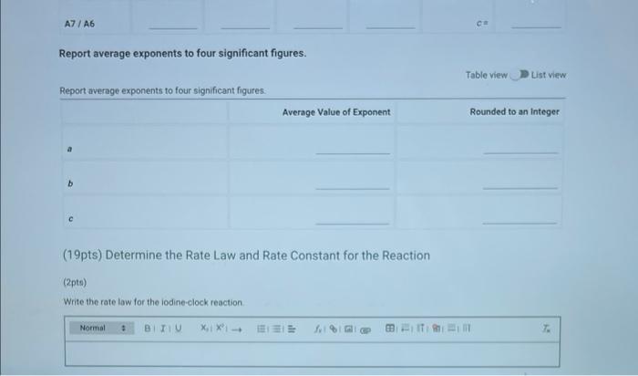 Data And Report Submission Kinetics Of Lodine Clock Reaction 1pt Kinetics Of An Lodine Clock Reaction Are You Comple 6