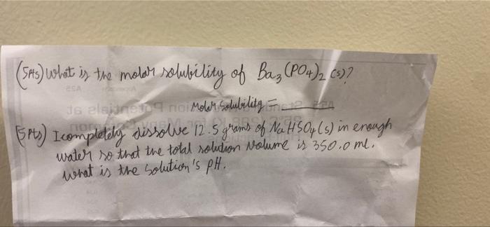 Sis What Is The Malore Solubility Of Bag Po4 C 3 Selain Nio Moleh Solubility To 5pt Icompletely Dissolve 12 1
