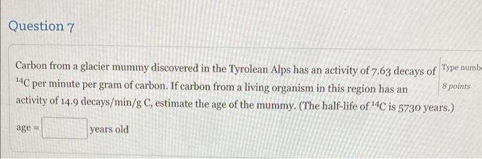 Question 6 The Isotope 65ga Undergoes Radioactive Decay With Decay Constant I 0 0456 Min What Is The Half Life Of 65 2