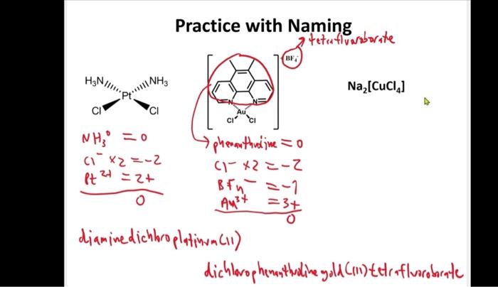 Practice With Naming A Tetrafluoroborate Bf H3n Na Cuci Dyillinh Ci Nh 0 1 X 2 2 Pt 2 2 0 Phenou Thrijne 0 1