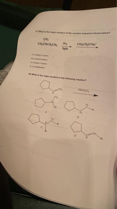 17 What Is The Major Product Of The Reaction Sequence Shown Below City Ch Chch Ch Bry Ch Ch 0na Light A 2 Cb Dharatha 1
