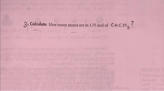 Calculate How Many Atoms Are In 1 75 Mol Of Chch 1