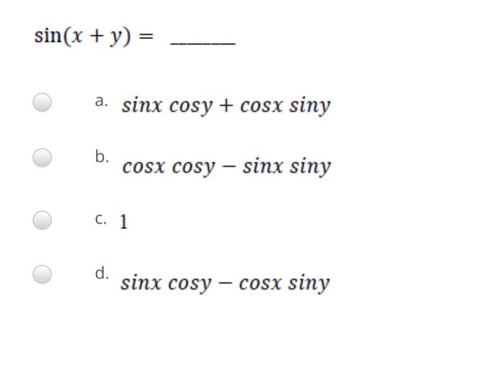 If F X X2 9x 2 Then F 1 A 24 B 12 C 12 D 24 Sin X Y A Sinx Cosy Cosx Siny A B Cosx Cosy Sin 2