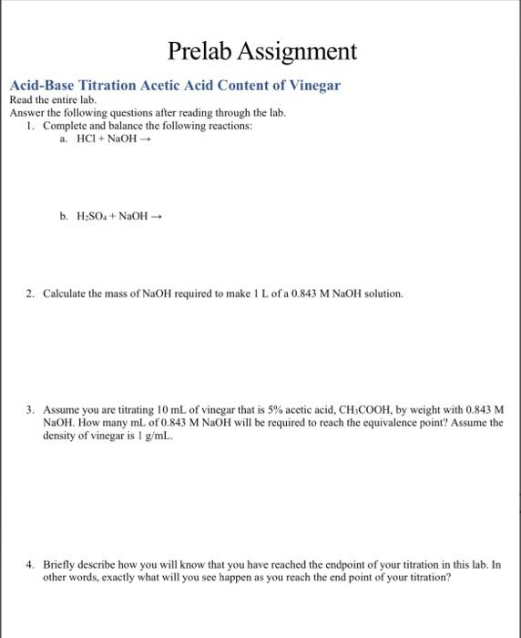 Use The Following Table Of Experimental Data To Complete The Lab Assignment Buret Reading 0 Initial Reading Ml 1 Fina 2