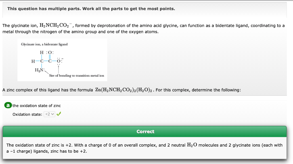 This Question Has Multiple Parts Work All The Parts To Get The Most Points The Glycinate Ion H Nch Co2 Formed By D 1