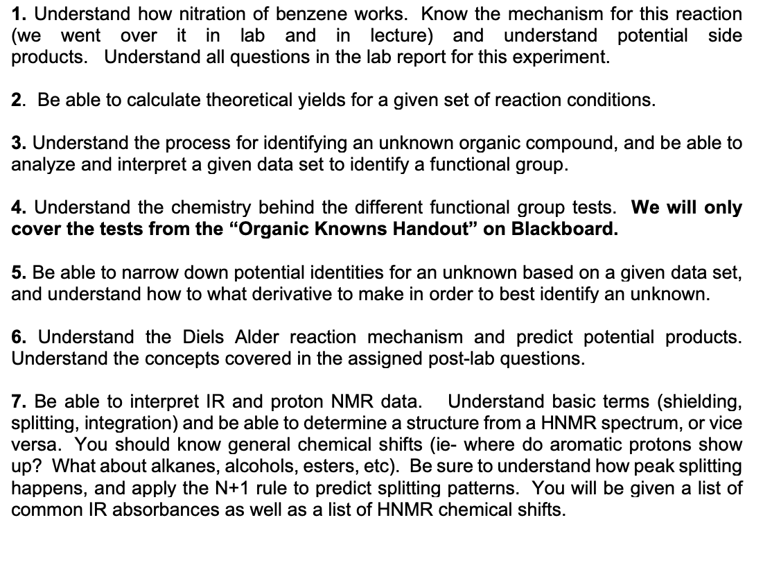 1 Understand How Nitration Of Benzene Works Know The Mechanism For This Reaction We Went Over It In Lab And In Lectur 1