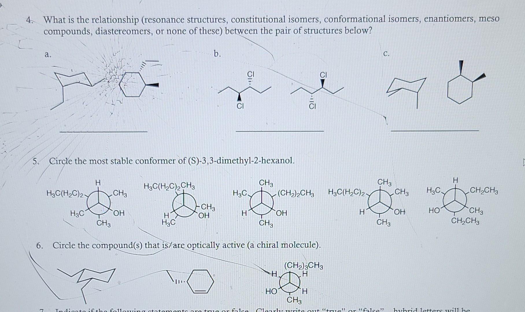 4 What Is The Relationship Resonance Structures Constitutional Isomers Conformational Isomers Enantiomers Meso Com 1