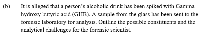B It Is Alleged That A Person S Alcoholic Drink Has Been Spiked With Gamma Hydroxy Butyric Acid Ghb A Sample From T 1