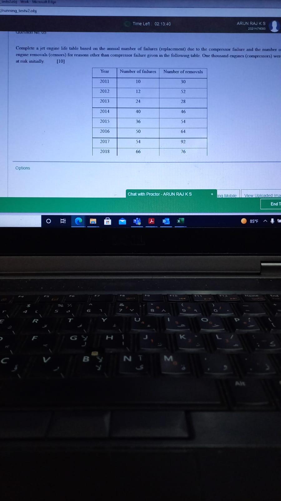 Complete A Jet Engine Life Table Based On The Annual Number Of Failures Replacement Due To The Compressor Failure And 1