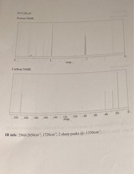 5 Ch10 Proton Nmr Ppm Carbon Nmr 40 20 60 80 220 200 180 160 140 100 120 Ppm Ir Info 2960 2850cm 1720cm 2 Sharp 1