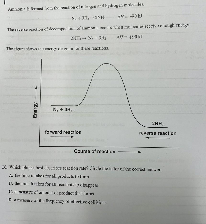 Which Phrase Best Describes Reaction Rate Choose The Letter A Time It Takes For All Products To Form B Time It Takes 1