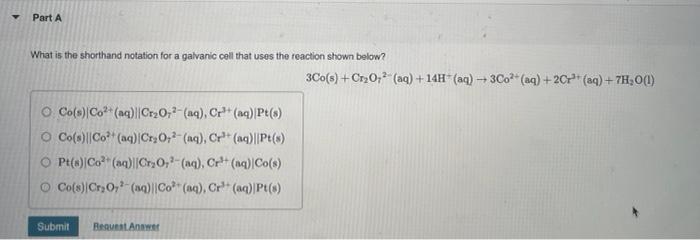 Part A Write A Balanced Equation For The Overall Cell Reaction For The Following Shorthand Notation Pb S Pb2 Aq Br 2