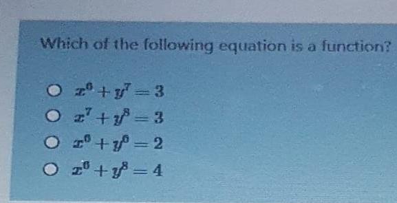 Which Of The Following Equation Is A Function O 2 Y 3 Z P 3 O Y 2 O 2 Y 4 1