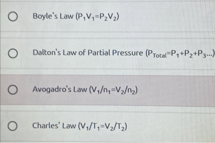 4 In The Picture Which Gas Law Is Being Represented Figure 1 Figure 2 Figure 3 Figure 4 O Boyle S Law P V P2v2 2