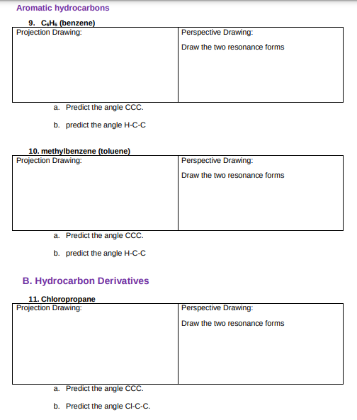 Aromatic Hydrocarbons 9 C Hs Benzene Projection Drawing Perspective Drawing Draw The Two Resonance Forms A Predict 1