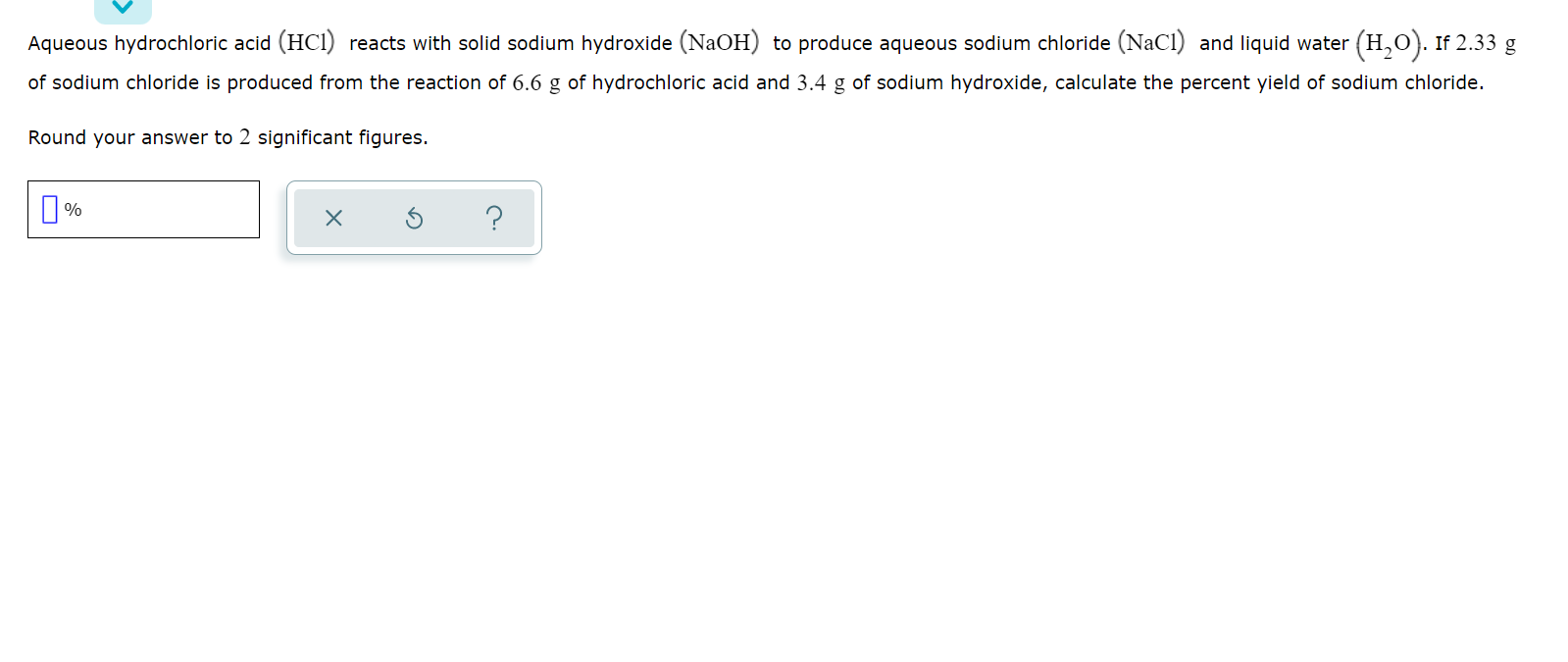 Aqueous Hydrochloric Acid Hci Reacts With Solid Sodium Hydroxide Naoh To Produce Aqueous Sodium Chloride Nacl And 1