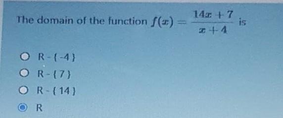 The Domain Of The Function 3 1447 7 24 Is Or 4 Or 7 Or 14 O R 1