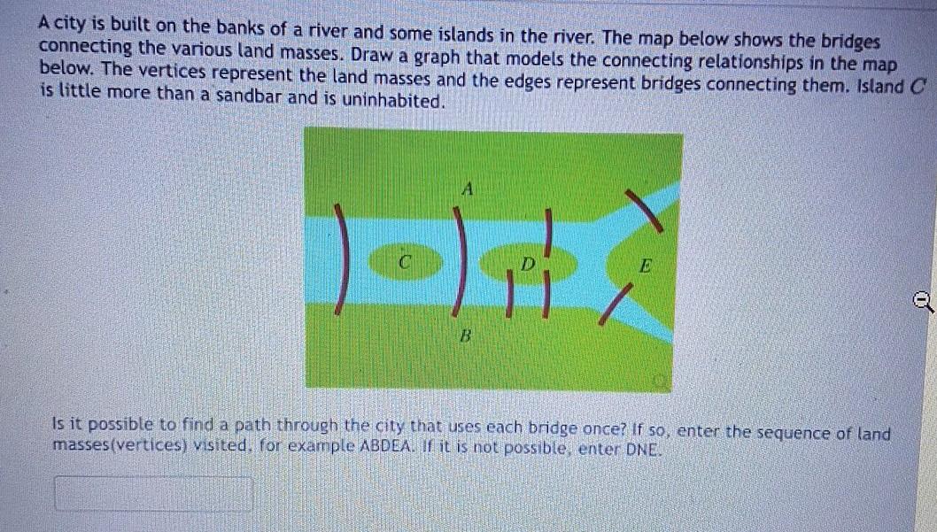 A City Is Built On The Banks Of A River And Some Islands In The River The Map Below Shows The Bridges Connecting The Va 1