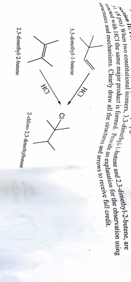 Sertion Ii Structures And Mechanisms Clearly Draw All The Structures And A Reacted With Hcl The Same Major Product Is 1