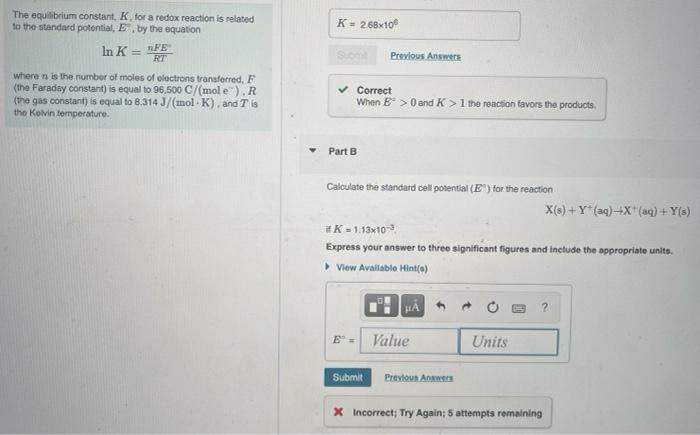 Mg S Fe Aq Mg Aq Fe S Express Your Answer To Three Significant Figures And Include The Appropriate Units 2