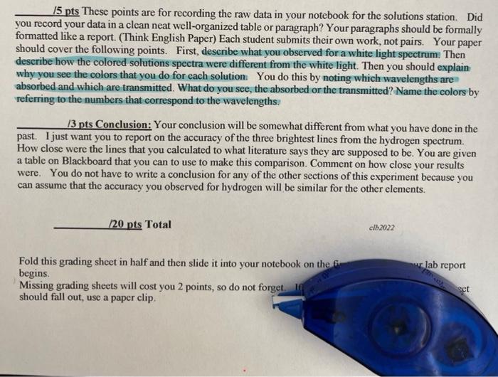 A 15 Pts These Points Are For Recording The Raw Data In Your Notebook For The Solutions Station Did You Record Your Dat 1
