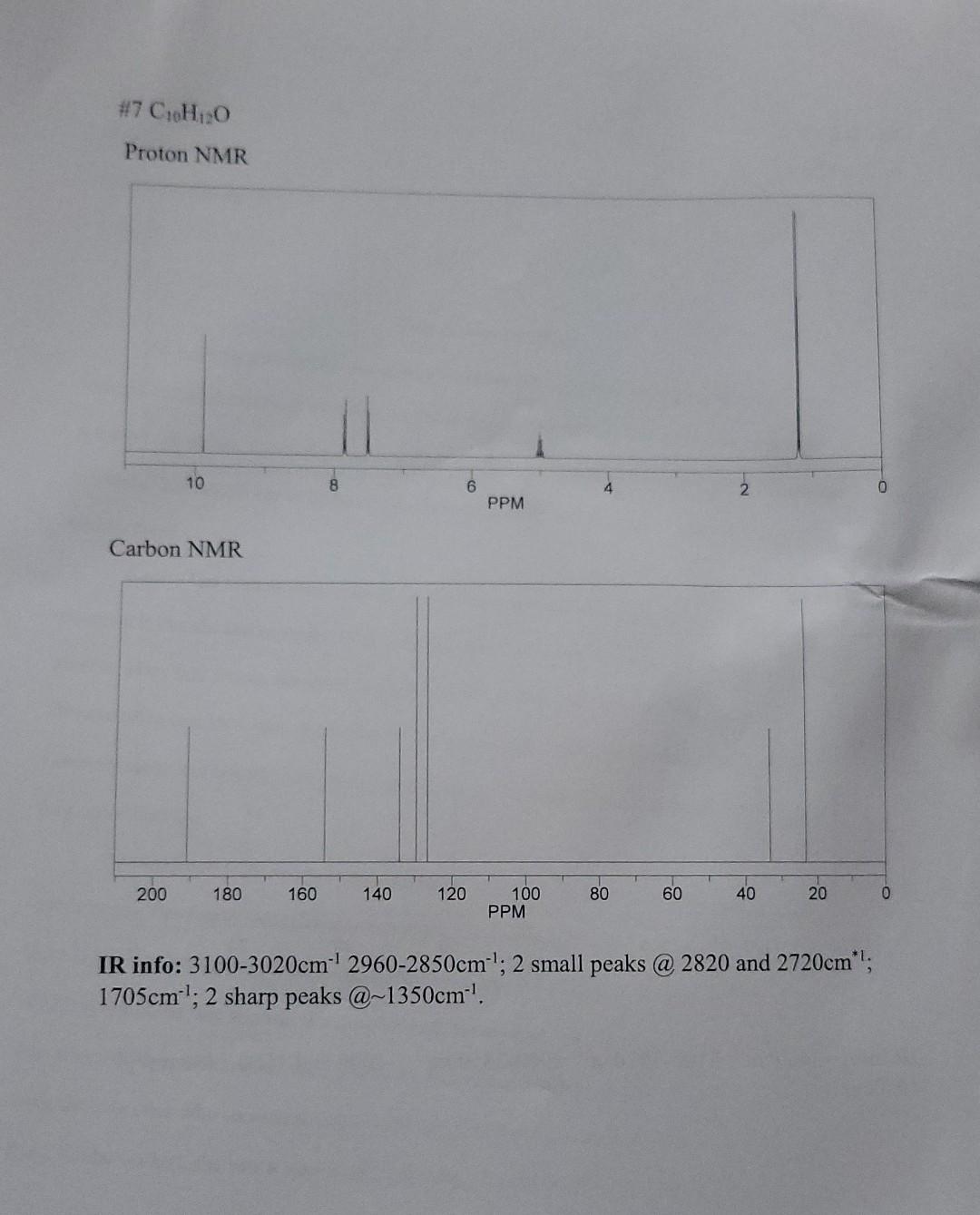 7 C H 0 Proton Nmr 10 0 N 6 Ppm Carbon Nmr 200 180 160 140 120 80 60 40 20 100 Ppm Ir Info 3100 3020cm 2960 2850cm 2 1