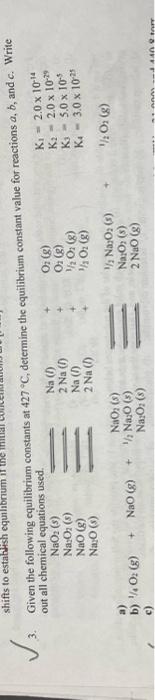 V 2 0 X 10 29 Shifts To Establish Equilibrium It Given The Following Equilibrium Constants At 427 C Determine The Equ 1