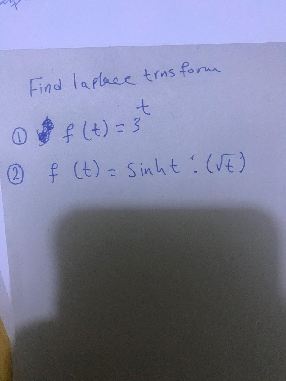 T Find La Place Trus Form Det T3 F T 3 2 2 F T Sinht Ue 1