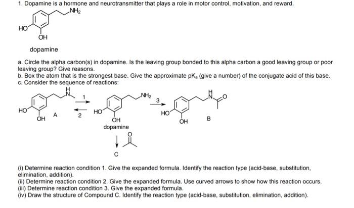 1 Dopamine Is A Hormone And Neurotransmitter That Plays A Role In Motor Control Motivation And Reward Nh2 Ho Oh Dopa 1