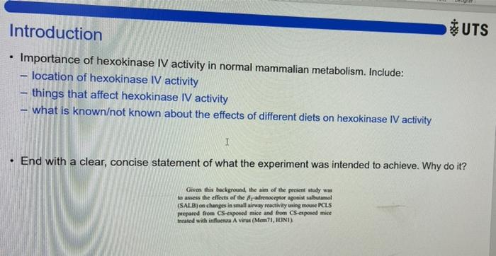 Introduction Uts Importance Of Hexokinase Iv Activity In Normal Mammalian Metabolism Include Location Of Hexokinase 1