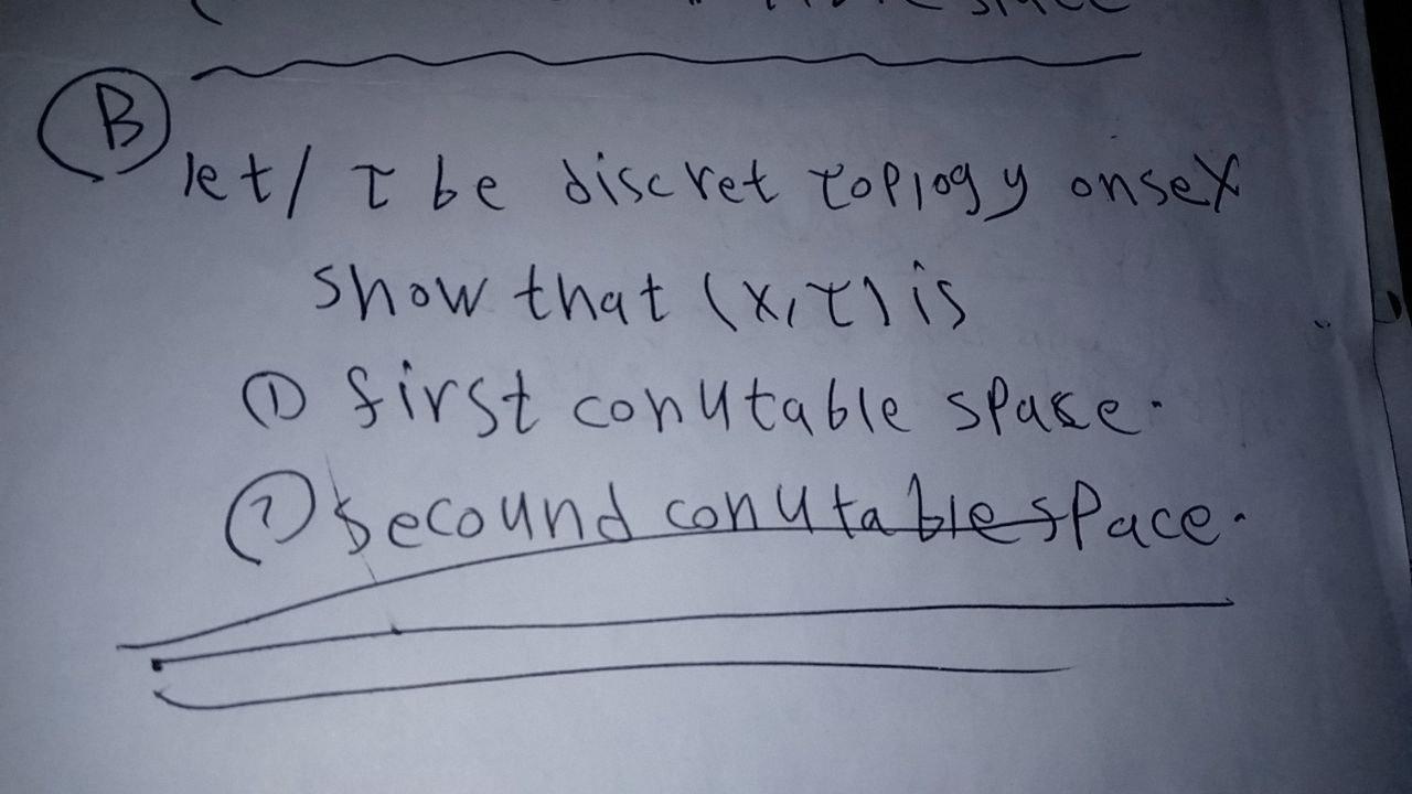 B Let T Be Discret Toplogy Onsex Show That Xitlis First Conutable Space E Secound Conutable Space 1