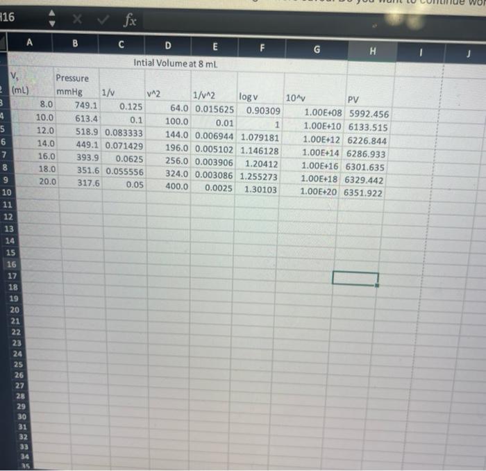 Questions 1 What Type Of Relationship Does Your Data Show Exists Between The Pressure And Volume Of A Gas 2 How Does 5