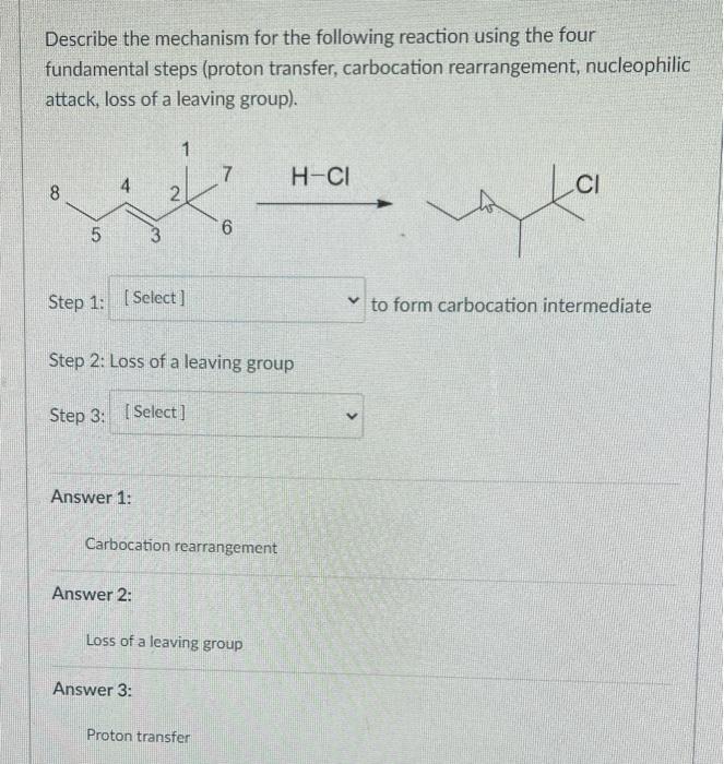 Choose Between Proton Transfer Nucleophilic Attack Carboncation Rearrangement 2