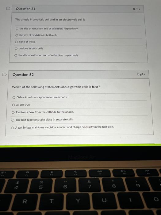 U Question 49 1 Pts Given The Following Reaction In Acidic Media Fe2 Cr 0 2 Fe Balance The Chemical Reaction In A 2