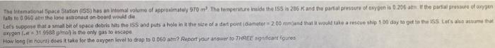 The Intamational Space Station 155 Has An Internal Volume Of Approximately 970 Ml The Temperature Inside The Iss La 2 1