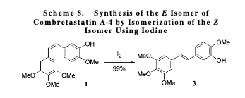 Scheme 8 Synthesis Of The E Isomer Of Combretastatin A 4 By Isomerization Of The Z Isomer Using Iodine Oh Ome 12 Meo O 1