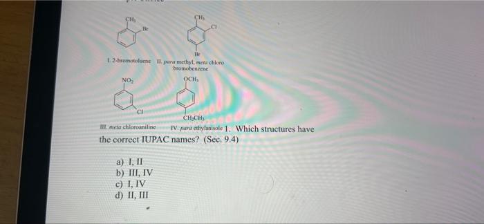 Ch Ch Fr 1 2 Brumatoluene Il Para Methylmet Chloro Bromobensene Ochs He No Ci Ch Ch Iii Met Chloraniline Iv Puru Ethyl 1