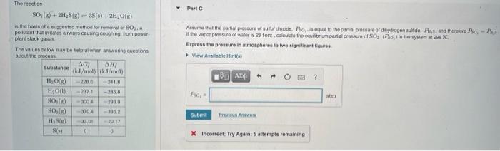 Part Assume That The Partial Pressure Of Soldioxide Per To The Partial Pressure Of Androgen Sulfide And Therefore If E 1
