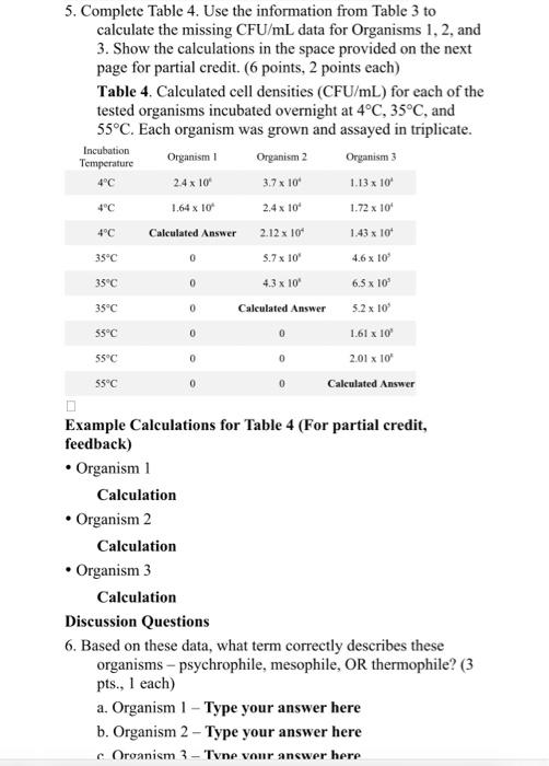 3 28 Results Questions The Following Tables Contain The Results From The Experiment As Described In The Materials And Me 2