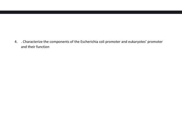 4 Characterize The Components Of The Escherichia Coli Promoter And Eukaryotes Promoter And Their Function 1