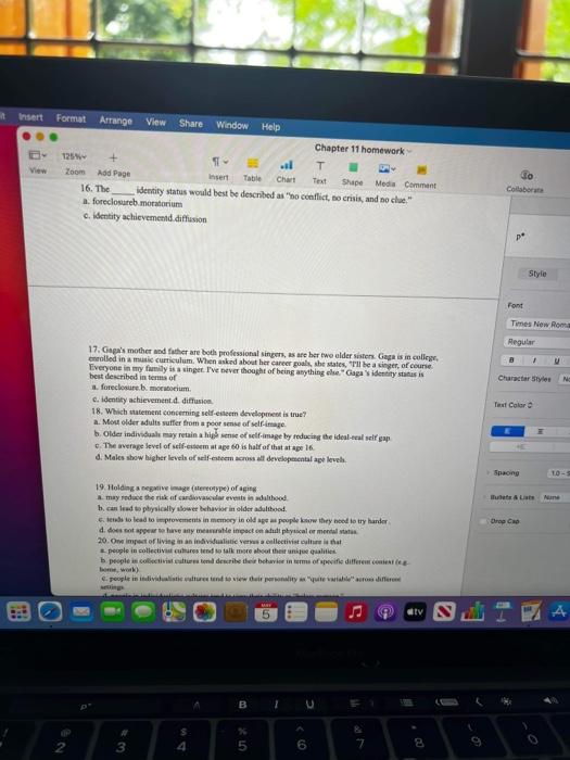 File Edit Insert Do View Collab P Se Font Times Regula B Format Arrange View Share Window Help Chapter 11 Homework 125 3